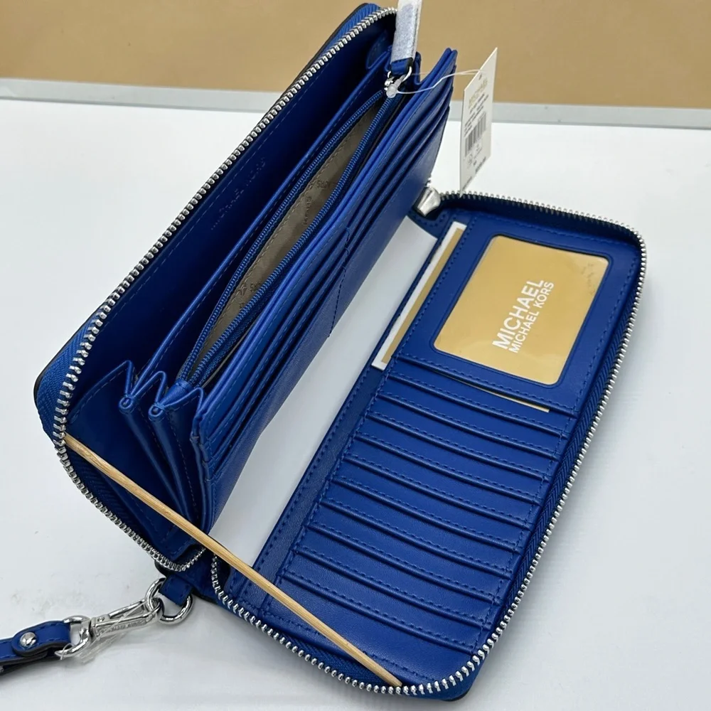 MICHAEL KORS Jet Set Travel Continental Zip Galaxy Blue color